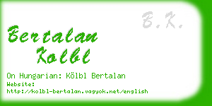 bertalan kolbl business card